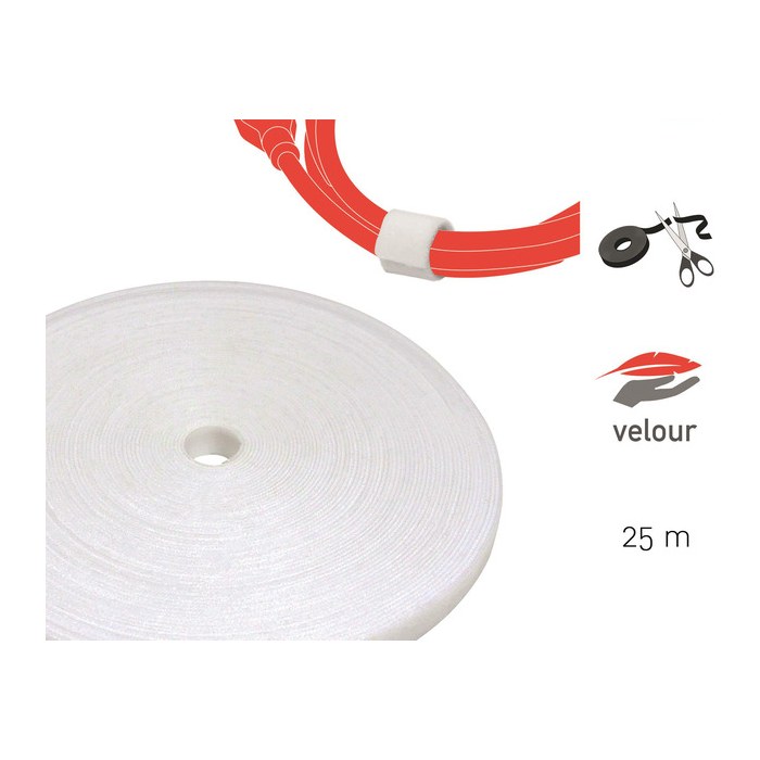 LABEL THE CABLE Klettband ROLL STRAP PRO weiß 25,0 m x 1,6 cm, 1 St.