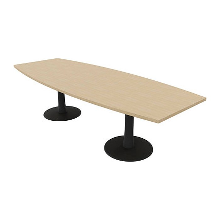 Quadrifoglio Konferenztisch Idea+ eiche Tonnenform, Säulenfuß grau, 280,0 x 80,0 - 110,0 x 74,0 cm