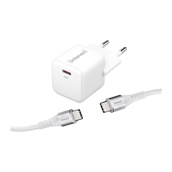 Intenso W30C + C315C USB-C Kabel GaN-Ladeadapter weiß, 30 Watt