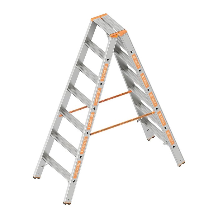 Layher Stehleiter beidseitig TOPIC 1043 silber 2x 10 Stufen, H: 250,0 cm
