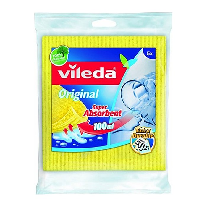 vileda ORIGINAL Schwammtücher Naturfaser 60 °C waschbar, 5 Tücher