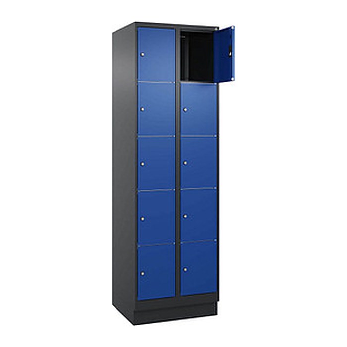 CP Schließfachschrank Classic PLUS enzianblau, schwarzgrau 080020-205 S10036, 10 Schließfächer 60,0 x 50,0 x 195,0 cm