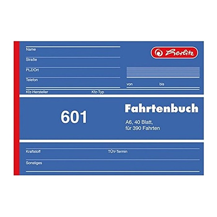 herlitz Fahrtenbuch, Pkw mit Kraftstoffverbrauch Formularbuch 601, 1 St.