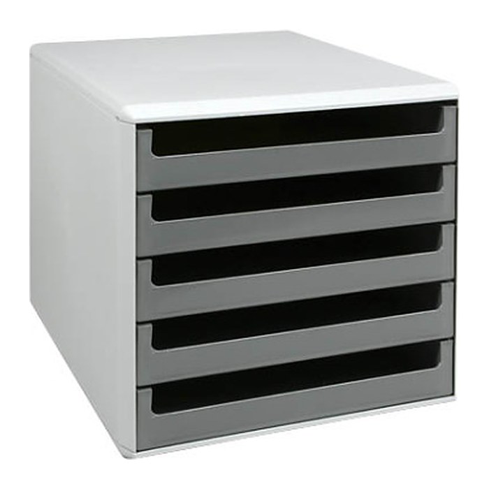 M&M Schubladenbox dunkelgrau 30050910, DIN A4 mit 5 Schubladen, 1 St.