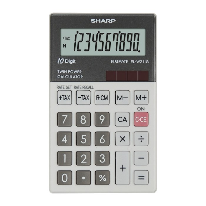 SHARP EL-W211G Taschenrechner schwarz/grau