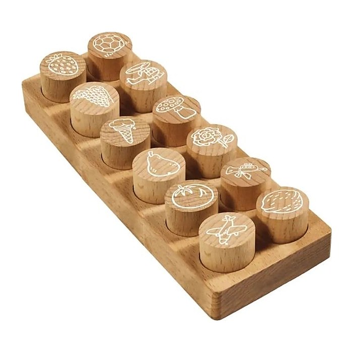 COLOP Woodies Motivstempel-Set Mix 3,0 x 3,0 cm, 12 St.