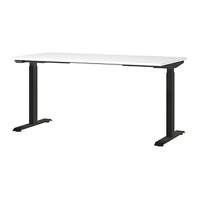 GERMANIA JET höhenverstellbarer Schreibtisch weiß rechteckig, T-Fuß-Gestell schwarz 160,0 x 80,0 cm