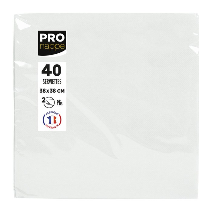PROnappe Servietten weiß 2-lagig 38,0 x 38,0 cm, 40 St.