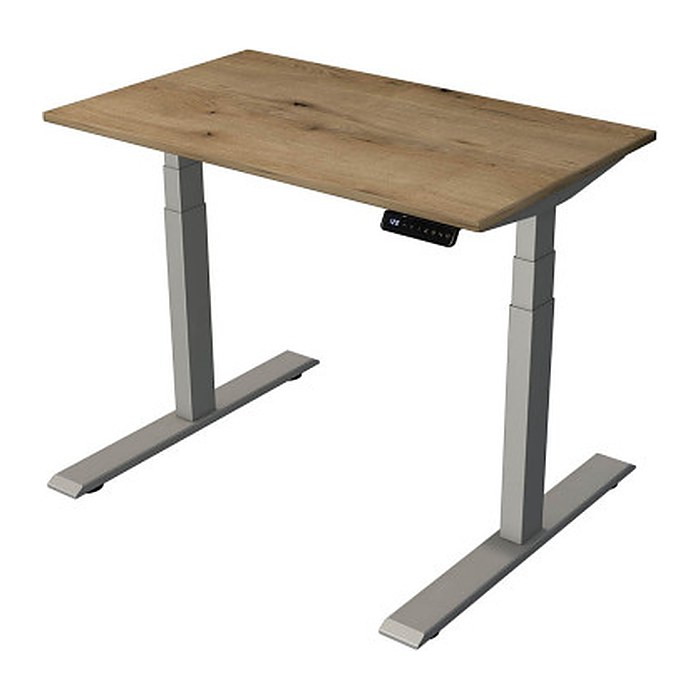 Kerkmann Smart office elektrisch höhenverstellbarer Schreibtisch eiche rechteckig, T-Fuß-Gestell silber 100,0 x 60,0 cm