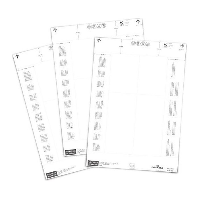 DURABLE Einsteckschilder für Kennzeichnungstaschen 6,5 x 14,0/9,0 cm, 80 St.