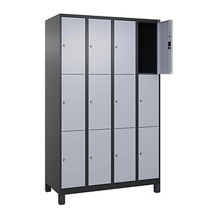 CP Schließfachschrank Classic Plus schwarzgrau, weißaluminium 080010-403 S10036, 12 Schließfächer 120,0 x 50,0 x 195,0 cm