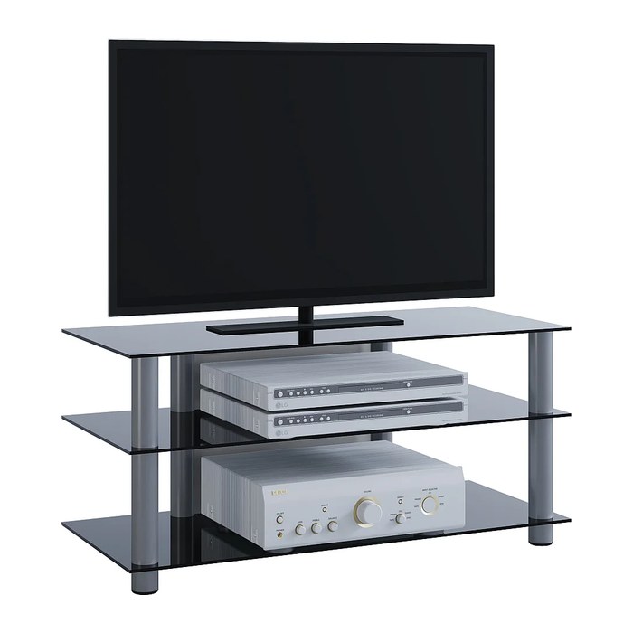 VCM my media TV-Rack Netasa silber, schwarzglas