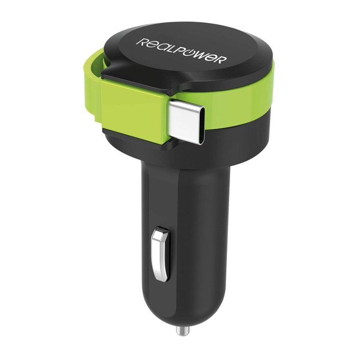 RealPower KFZ-Ladegerät Charger C 2400mA 1xUSB 1xUSB-C