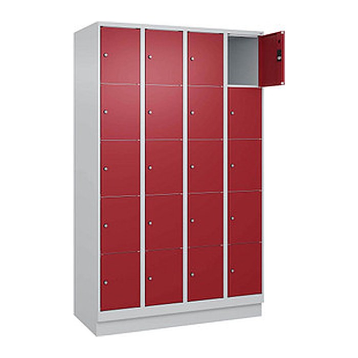 CP Schließfachschrank Classic PLUS lichtgrau, rubinrot 080020-405 S10001, 20 Schließfächer 120,0 x 50,0 x 195,0 cm