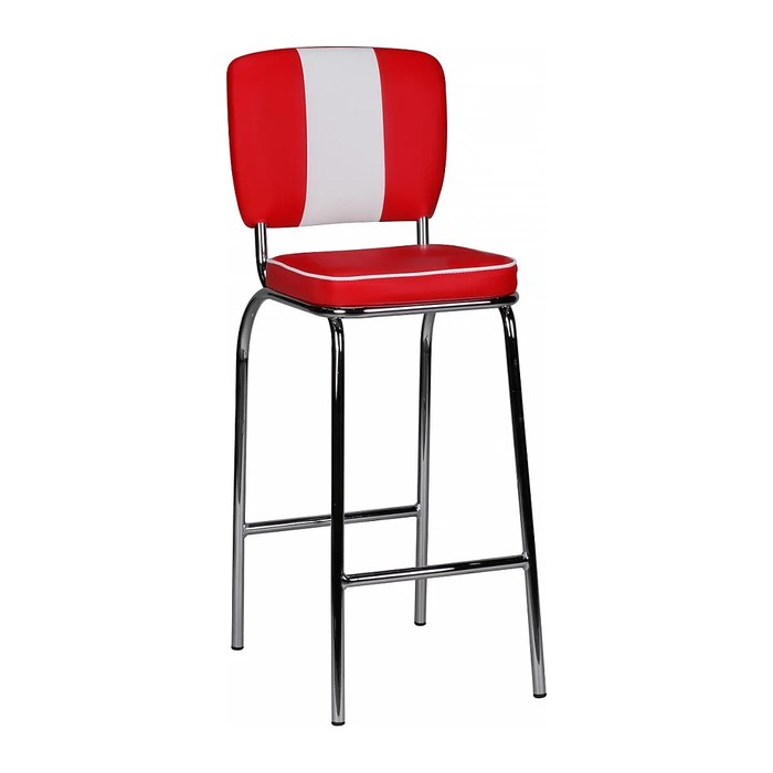 WOHNLING Barhocker WL1.718 rot, weiß Kunstleder, 1 St.