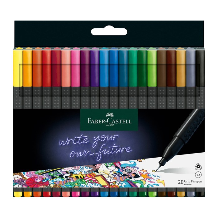 FABER-CASTELL Grip Fineliner farbsortiert 0,4 mm, 20 St.