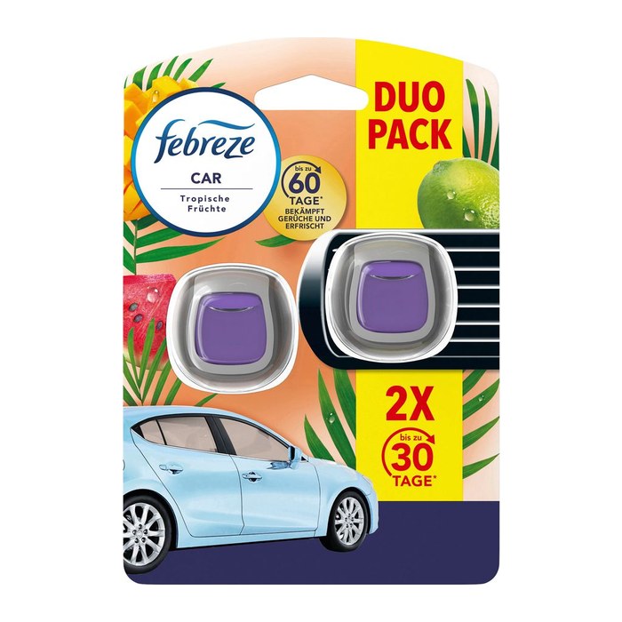 febreze Autoduftspender CAR Tropische Früchte fruchtig, 2 St.