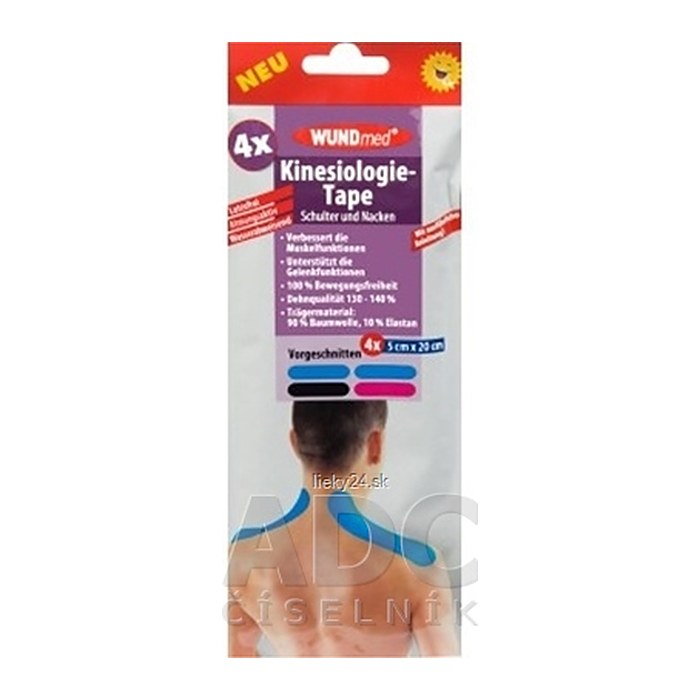 WUNDmed® Tape Kinesiologie Tape Schulter und Nacken 04-047 blau 5,0 x 20,0 cm, 4 St.