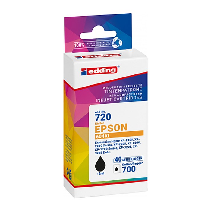 edding EDD-720 schwarz Druckerpatrone kompatibel zu EPSON 604XL (T10H1)