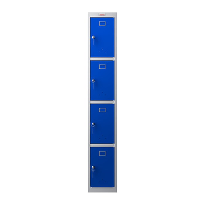 phoenix Spind Locker blau, grau PL1430GBK, 4 Schließfächer 30,0 x 50,0 x 183,0 cm