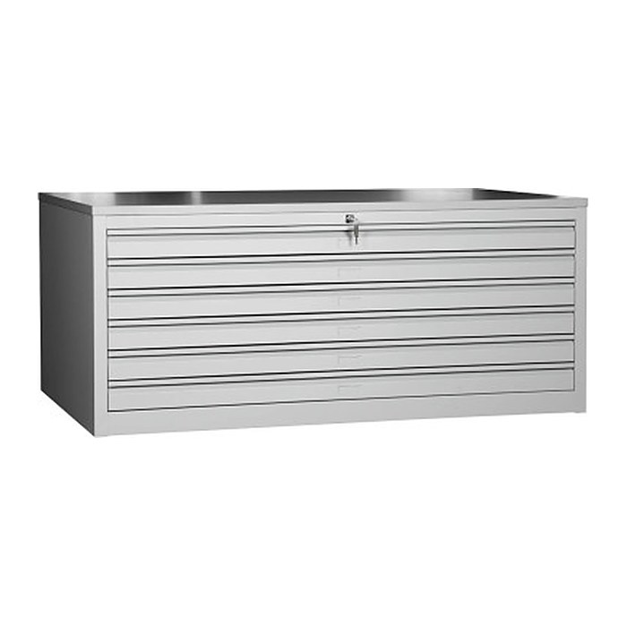 Gürkan Planschrank lichtgrau 6 Schubladen 140,0 x 95,0 x 62,0 cm, 1 St.