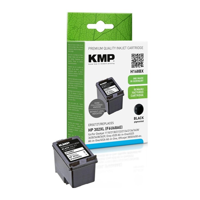 KMP H168BX schwarz Druckerpatrone kompatibel zu HP 302XL (F6U68AE)