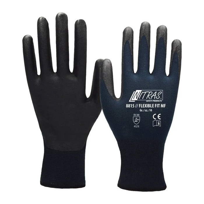 NITRAS SAFETY unisex Arbeitshandschuhe 8815 Flexible Fit MF blau Größe 6, 12 Paar