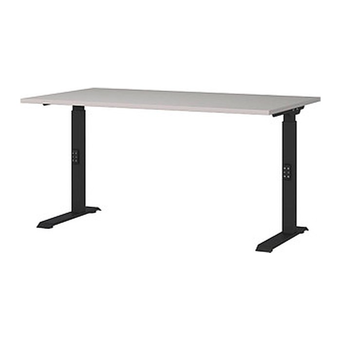 GERMANIA DOWNEY höhenverstellbarer Schreibtisch kaschmir rechteckig, C-Fuß-Gestell schwarz 140,0 x 80,0 cm