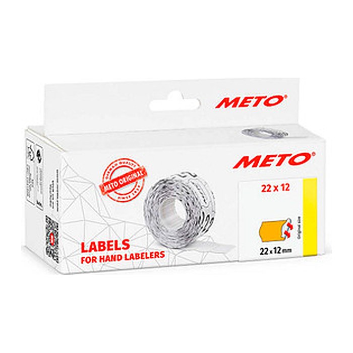 METO Preisetiketten leuchtorange permanent 22,0 x 12,0 mm, 6 Rollen