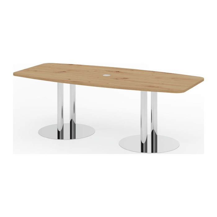 HAMMERBACHER Konferenztisch KT22S asteiche Tonnenform, Rundrohr chrom, 220,0 x 83,0 - 103,0 x 74,5 cm