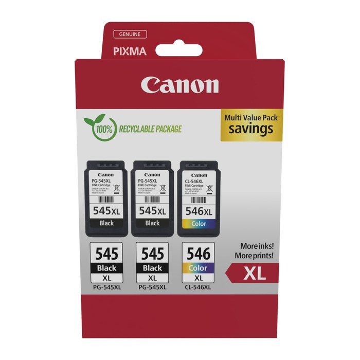 Canon PG-545XLx2/CL-546XL schwarz, color Druckköpfe, 3er-Set