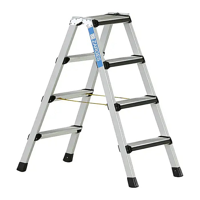 ZARGES Stehleiter beidseitig Comfortstep B silber 2x 4 Stufen, H: 111,0 cm