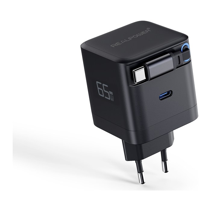 REALPOWER GaN Charger 65W schwarz,65 Watt,2x Type-C