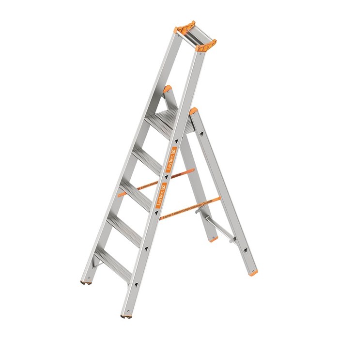 Layher Stehleiter einseitig TOPIC 1064 silber 5 Stufen, H: 195,0 cm