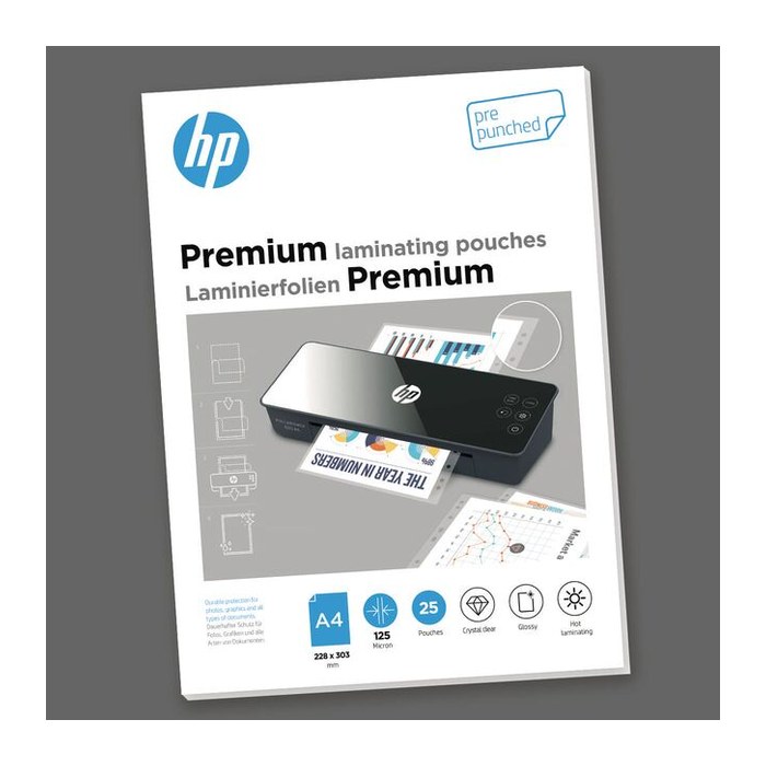 HP Laminierfolien Premium glänzend für A4 125 micron Universal-Lochung, 25 St.
