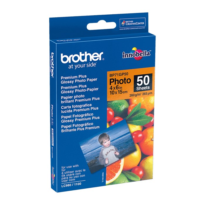 brother Fotopapier BP71GP50 DIN A6 glänzend 260 g/qm 50 Blatt