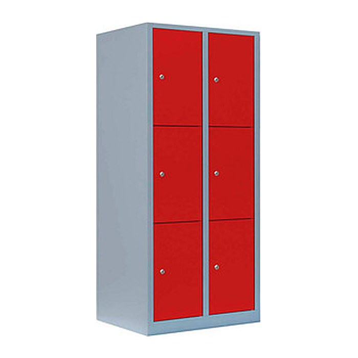 LÜLLMANN Schließfachschrank feuerrot, lichtgrau 523324, 6 Schließfächer 80,0 x 50,0 x 180,0 cm