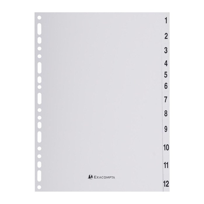 Exacompta Ordnerregister DIN A4 Vollformat 1-12 grau 12-teilig, 1 Satz