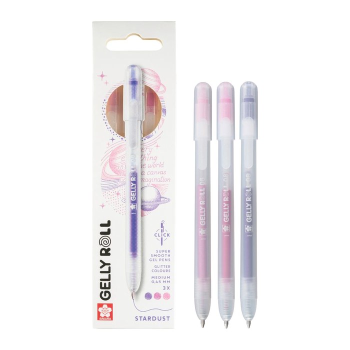 Sakura Gelly Roll Retractable Classic Gelschreiber transparent 0,45 mm, Schreibfarbe: farbsortiert, 3 St.