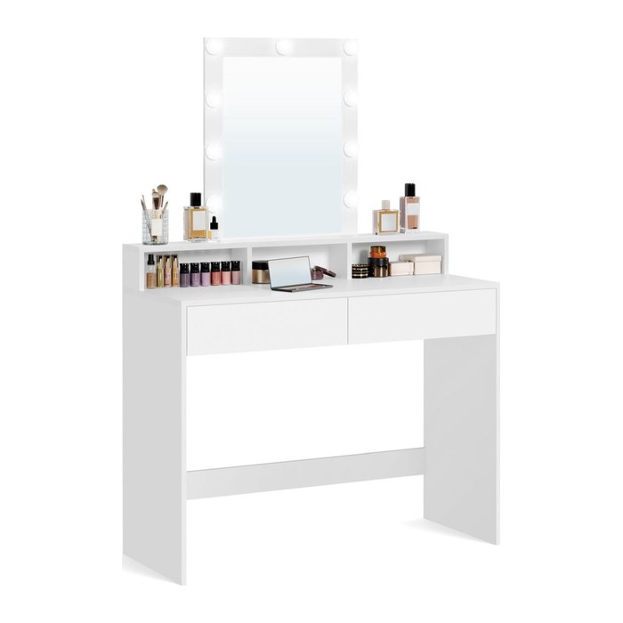 VASAGLE Schminktisch rechteckig Melamin, Spanplatte weiß 100,0 x 40,0 x 145,0 cm, 1 St.