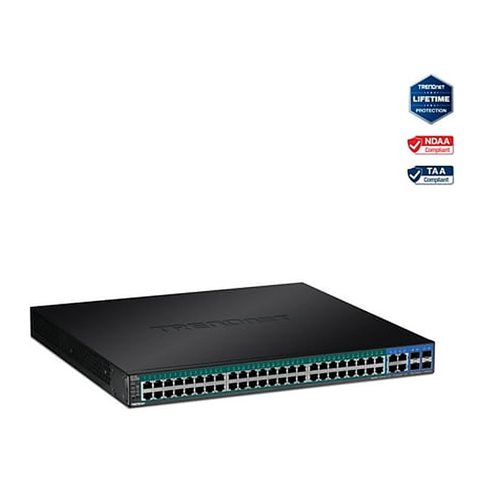 TRENDnet Switch 52-Port Gbit PoE+ Web Smart 370W 4xSFP 19"