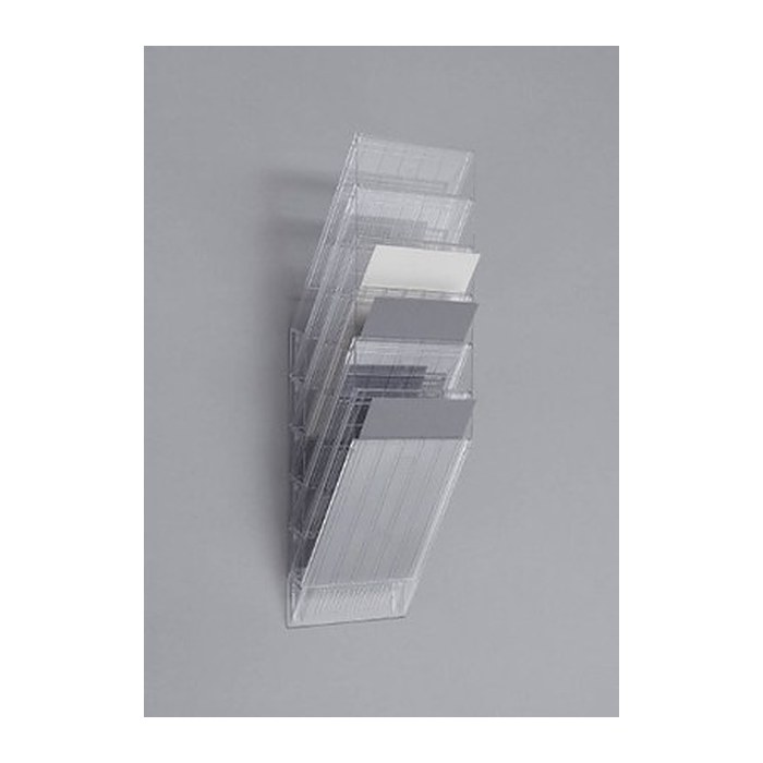 DURABLE Wandprospekthalter FLEXIBOXX transparent DIN A4 hoch 6 Fächern 24,0 x 13,5 x 69,0 cm, 1 St.