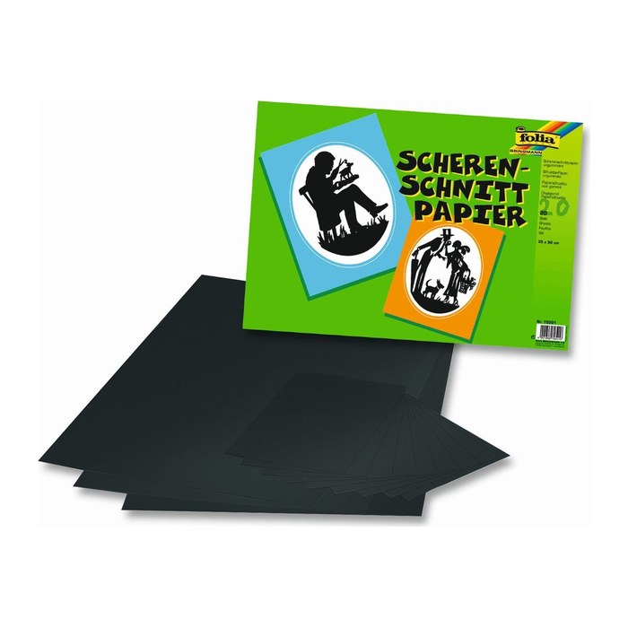 folia Scherenschnittpapier ungummiert schwarz 90 g/qm 20 Bogen