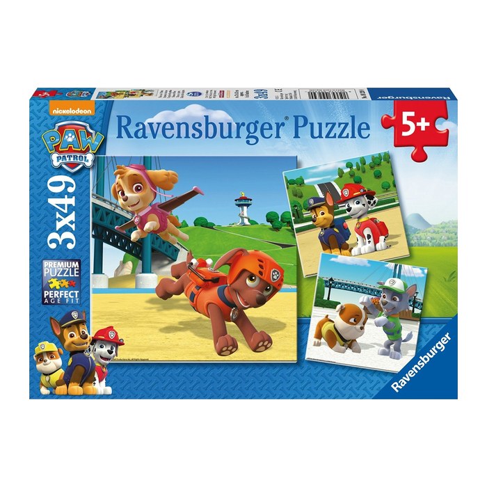 Ravensburger Paw Patrol Team auf 4 Pfoten Puzzle, 3 x 49 Teile