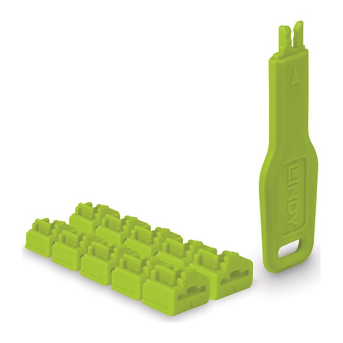 LINDY RJ45 Port Schlösser grün, 10 Stck + 1 Schlüssel