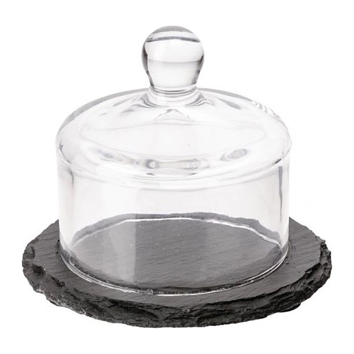 APS Schieferplatte mit Glasglocke schwarz Ø 10,5 cm, 1 St.