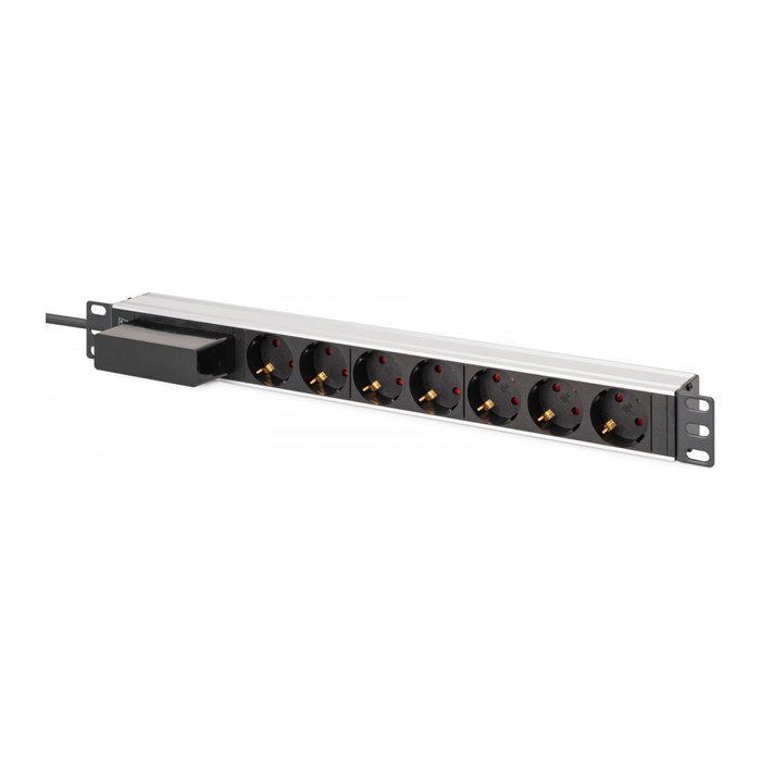 DIGITUS Steckdosenleiste 7-fach 19" Alu. 1HE schwarz