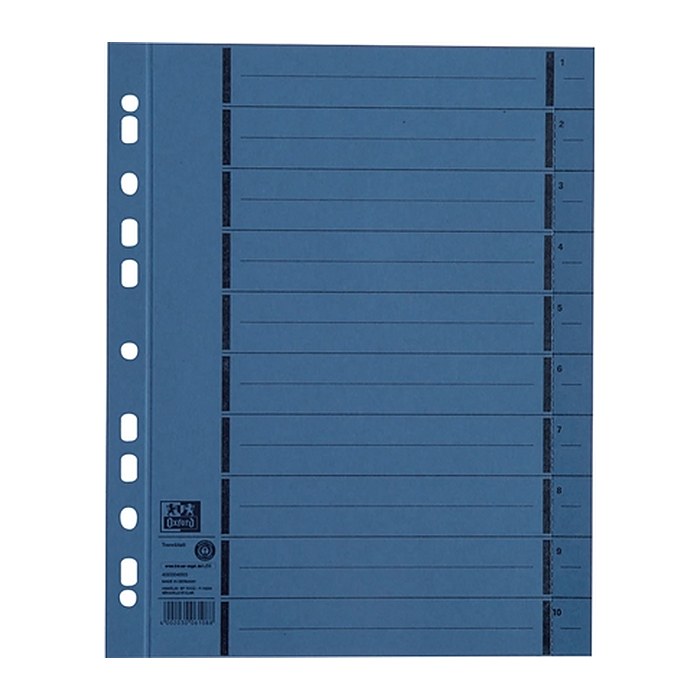 OXFORD Trennblätter DIN A4 1-10 blau, 250 g/qm, 100 St.