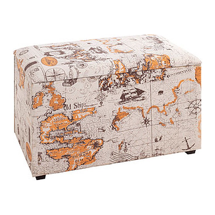 HAKU Möbel Sitztruhe 25975 Motiv Weltkarte Holz 65,0 cm