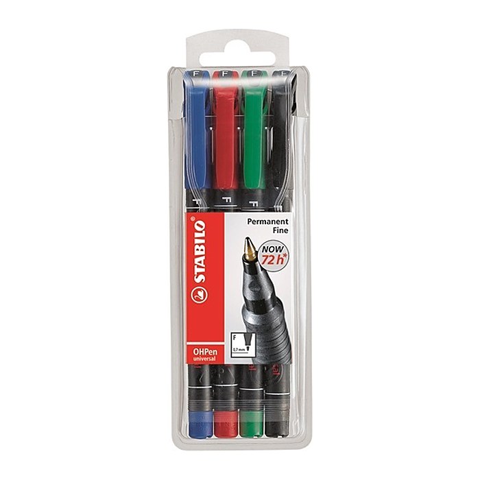 STABILO OHPen universal Folienstifte-Set farbsortiert permanent, 4 St.